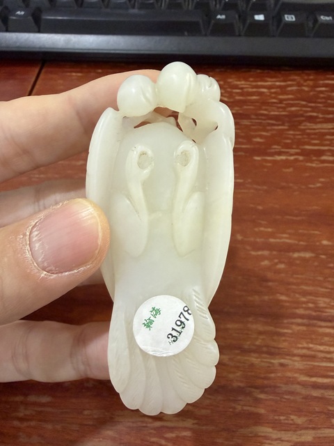 古玩玉器和田白玉喜報三元掛件真品鑒賞圖