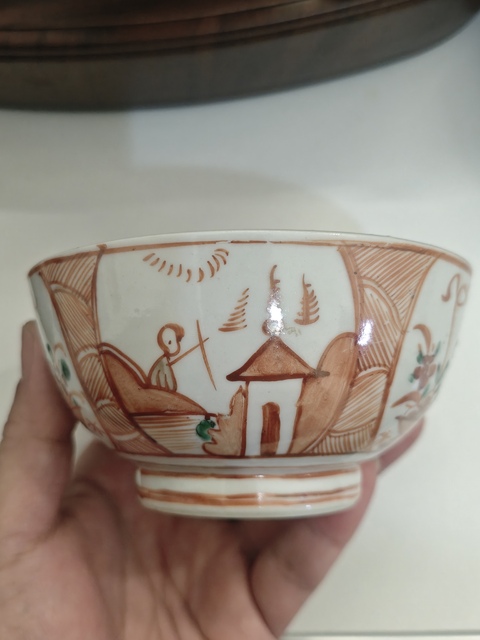 古玩陶瓷紅綠彩碗真品鑒賞圖