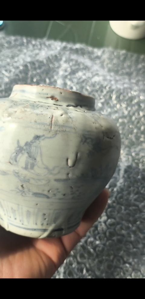 古玩陶瓷人物紋青花罐真品鑒賞圖