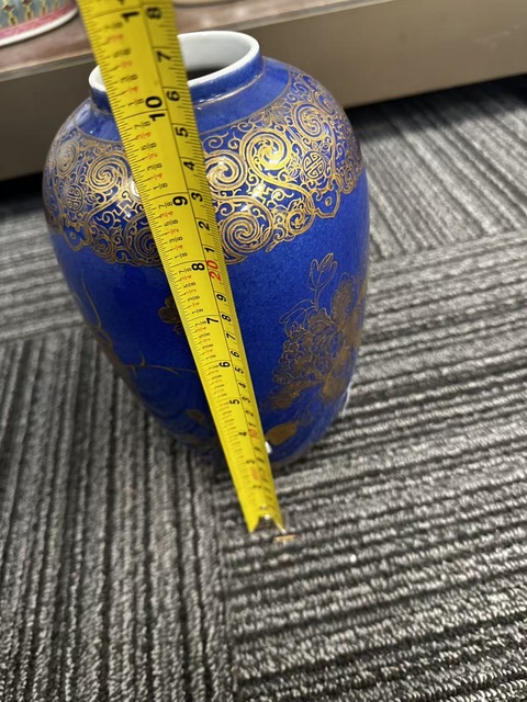 古玩陶瓷晚清灑藍(lán)描金罐真品鑒賞圖