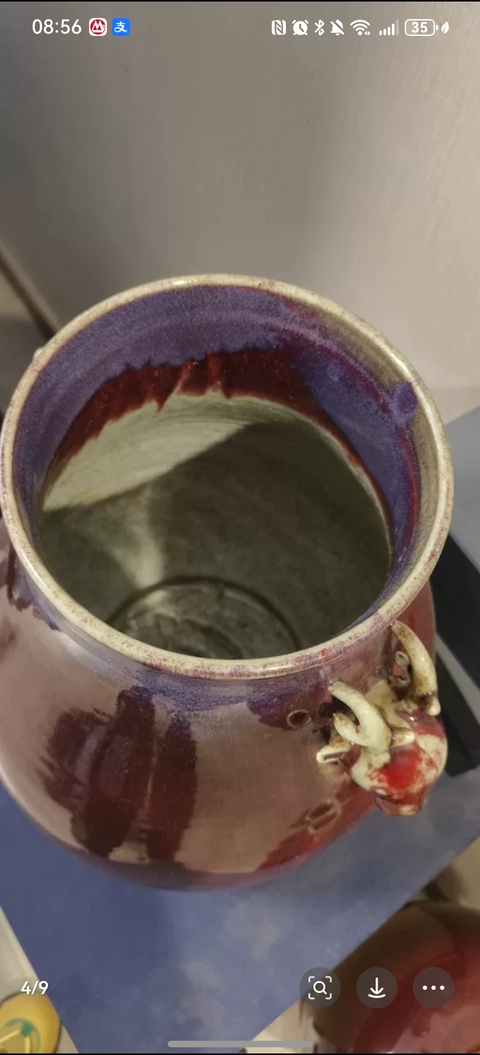 古玩陶瓷鈞紅釉鹿頭尊真品鑒賞圖