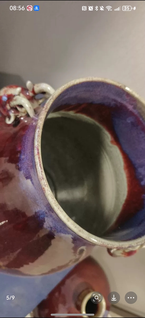 古玩陶瓷鈞紅釉鹿頭尊真品鑒賞圖