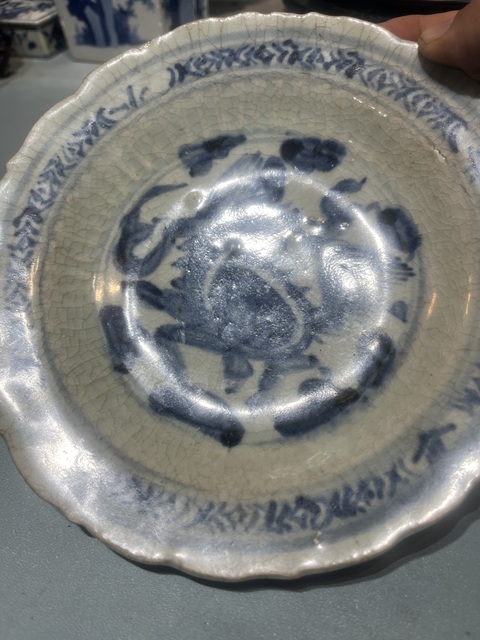 古玩陶瓷麒麟望月青花盤真品鑒賞圖