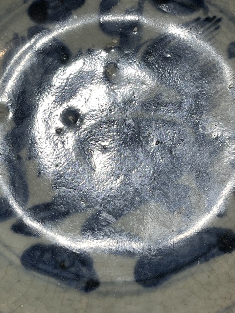 古玩陶瓷麒麟望月青花盤真品鑒賞圖