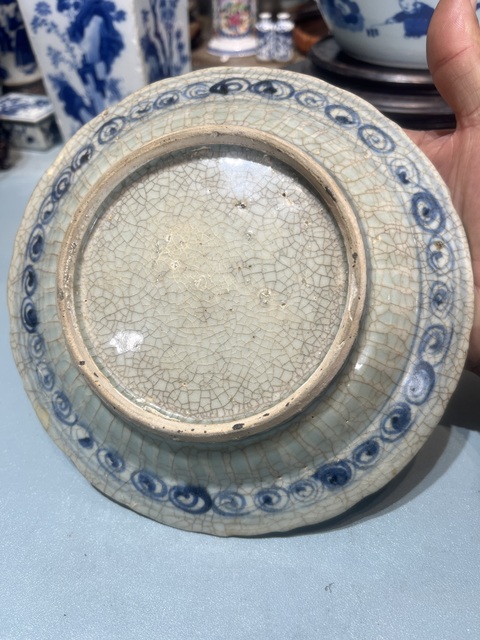 古玩陶瓷麒麟望月青花盤真品鑒賞圖