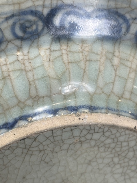 古玩陶瓷麒麟望月青花盤真品鑒賞圖