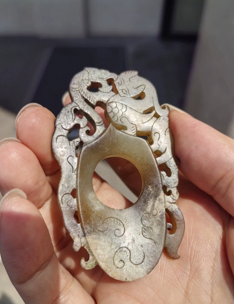 古玩玉器仿古做舊雞心佩真品鑒賞圖