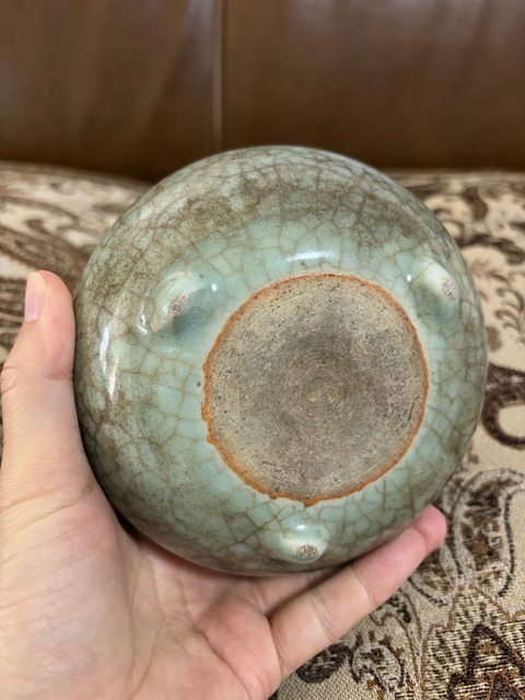 古玩陶瓷郎綠釉水洗真品鑒賞圖