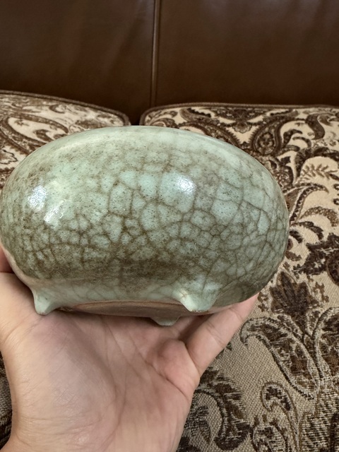 古玩陶瓷郎綠釉水洗真品鑒賞圖