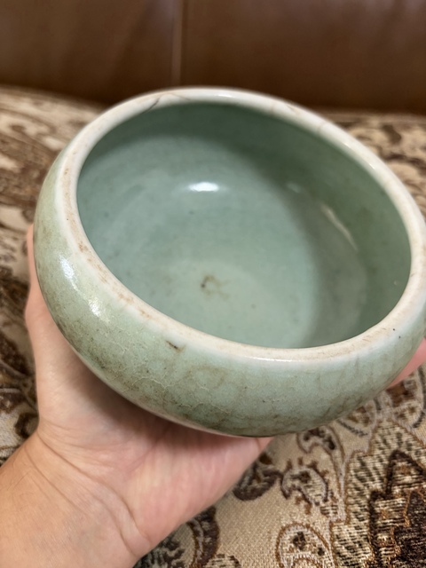 古玩陶瓷郎綠釉水洗真品鑒賞圖