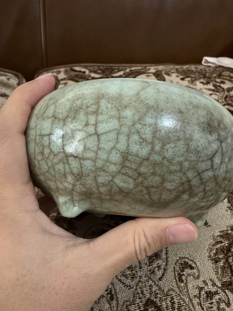 古玩陶瓷郎綠釉水洗真品鑒賞圖