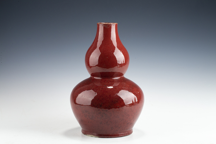 古玩陶瓷清中·紅釉葫蘆瓶真品鑒賞圖