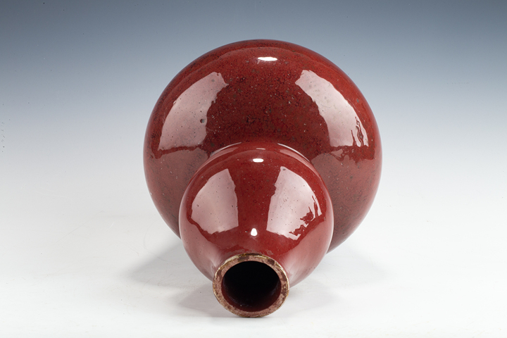 古玩陶瓷清中·紅釉葫蘆瓶真品鑒賞圖