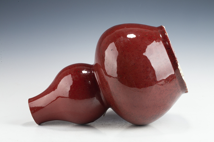 古玩陶瓷清中·紅釉葫蘆瓶真品鑒賞圖