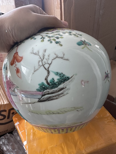 古玩陶瓷粉彩五子奪魁圖西瓜罐拍賣，當前價格3000元