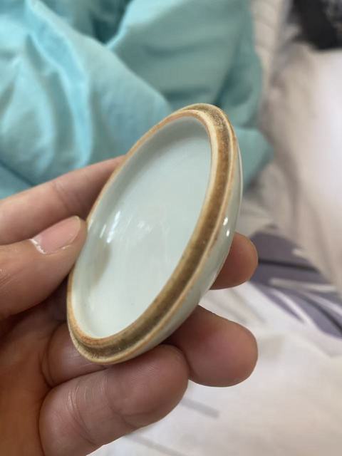 古玩陶瓷青花山水人物印盒真品鑒賞圖