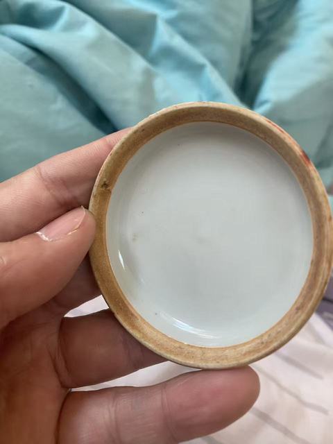 古玩陶瓷青花山水人物印盒真品鑒賞圖