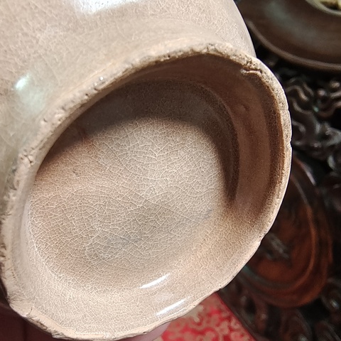 古玩陶瓷南宋龍泉窯青黃釉瓶真品鑒賞圖