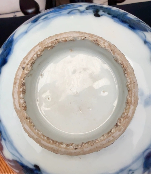 古玩陶瓷青花荷塘鴛鴦紋碗真品鑒賞圖