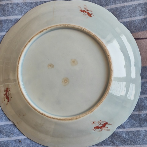 古玩陶瓷粉彩花鳥紋花口盤真品鑒賞圖