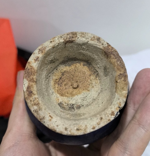 古玩陶瓷藍釉渣斗真品鑒賞圖