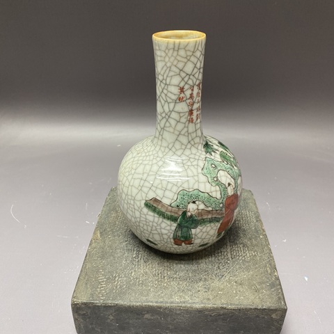 古玩陶瓷哥釉五彩天球瓶真品鑒賞圖