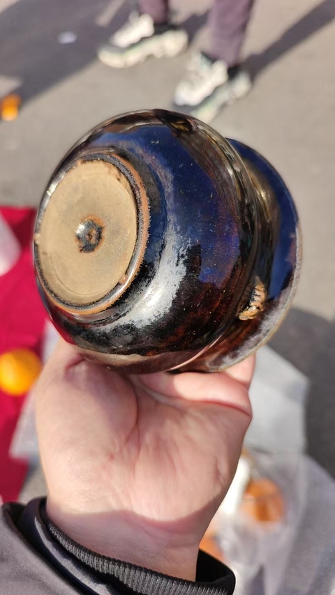 古玩陶瓷烏金釉獅耳爐真品鑒賞圖