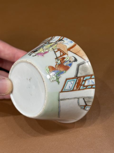 古玩陶瓷粉彩西廂記人物套杯真品鑒賞圖