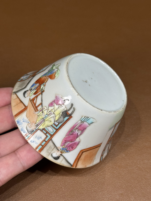 古玩陶瓷粉彩西廂記人物套杯真品鑒賞圖