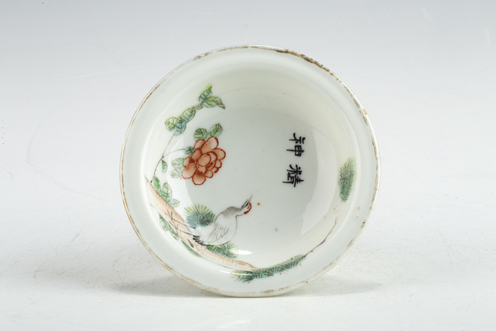 古玩陶瓷民國·粉彩松鶴延年紋小高足盤真品鑒賞圖