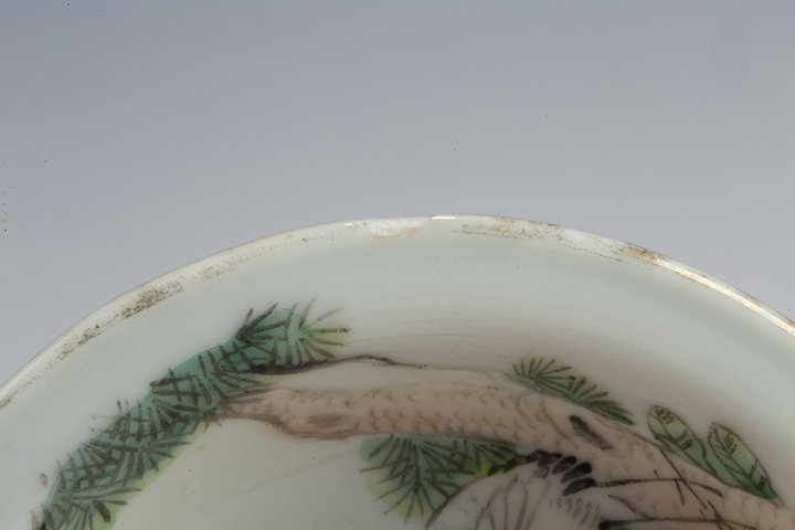 古玩陶瓷民國·粉彩松鶴延年紋小高足盤真品鑒賞圖