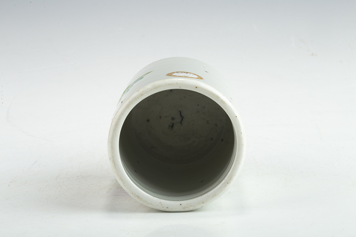 古玩陶瓷清晚·淺絳彩花鳥紋筆筒真品鑒賞圖