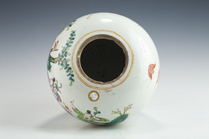 古玩陶瓷清晚·粉彩五子奪魁紋西瓜罐真品鑒賞圖