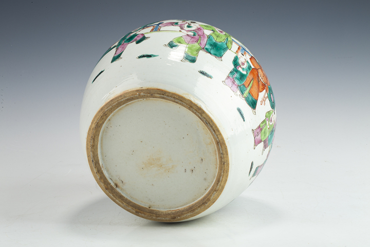 古玩陶瓷清晚·粉彩五子奪魁紋西瓜罐真品鑒賞圖