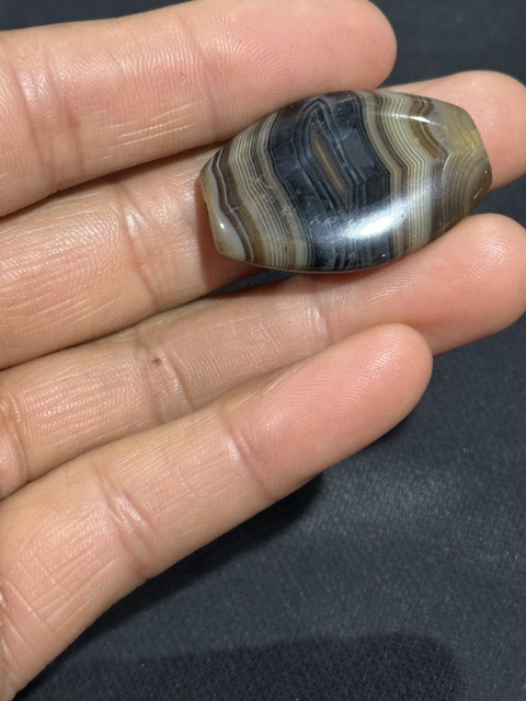 古玩玉器瑪瑙板珠真品鑒賞圖