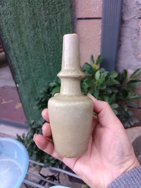 古玩陶瓷館藏級珍品北宋晚期龍泉青瓷吉字瓶拍賣，當前價格9800元