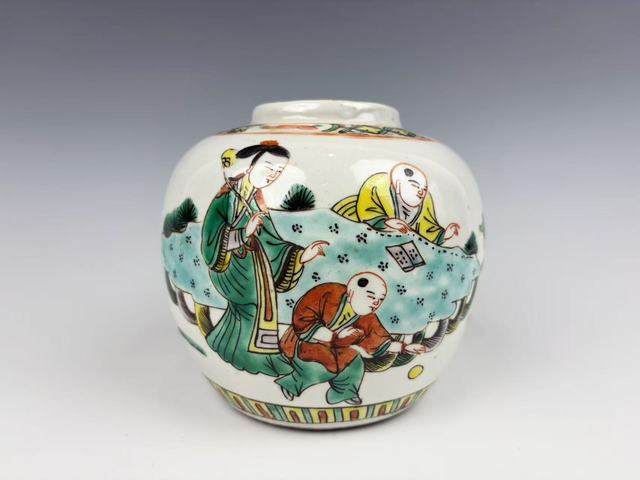 古玩陶瓷民國·五彩嬰戲罐拍賣，當前價格0元