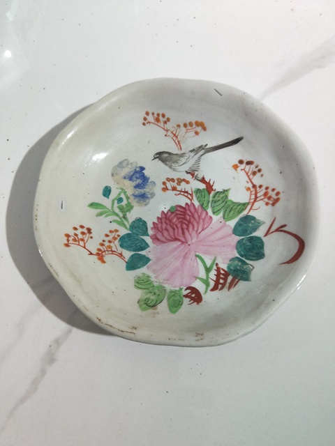 古玩陶瓷民國粉彩花鳥盤拍賣，當前價格199元