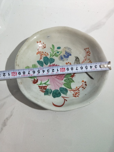 古玩陶瓷民國粉彩花鳥盤拍賣，當前價格199元