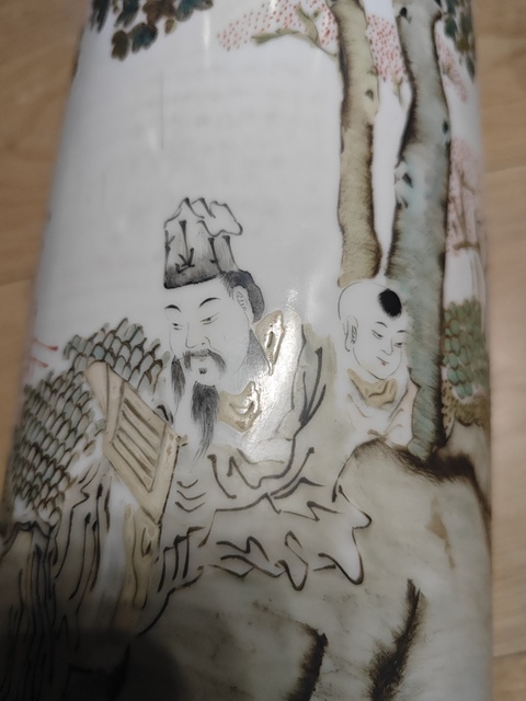 古玩陶瓷民國(guó) 粉彩人物紋帽筒真品鑒賞圖