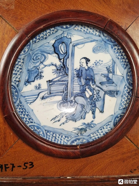 古玩陶瓷青花仕女人物盤心真品鑒賞圖