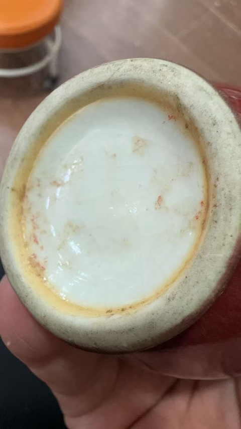 古玩陶瓷郎紅釉賞瓶真品鑒賞圖