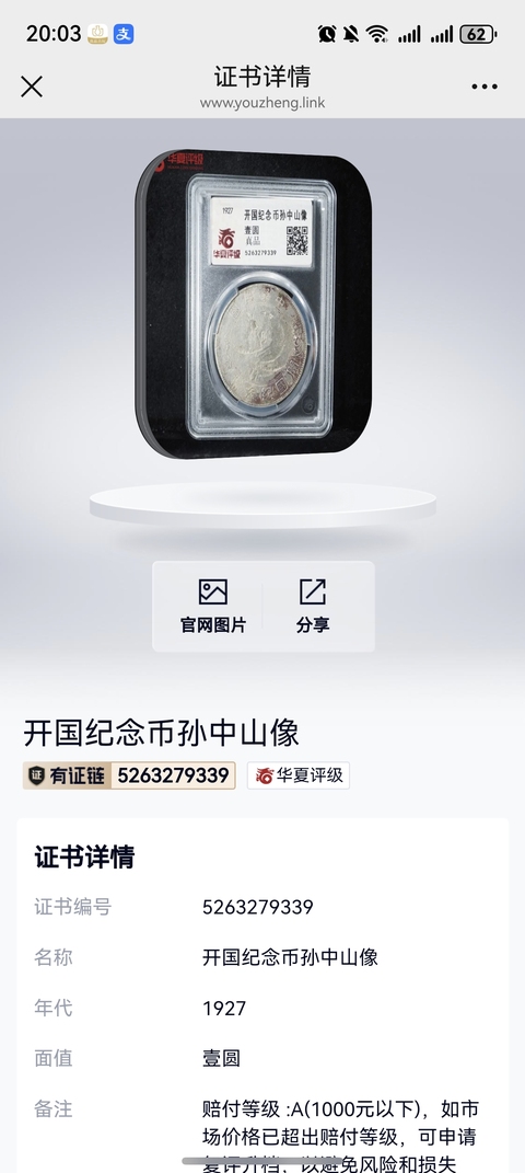 古玩錢幣孫中山像壹圓真品鑒賞圖