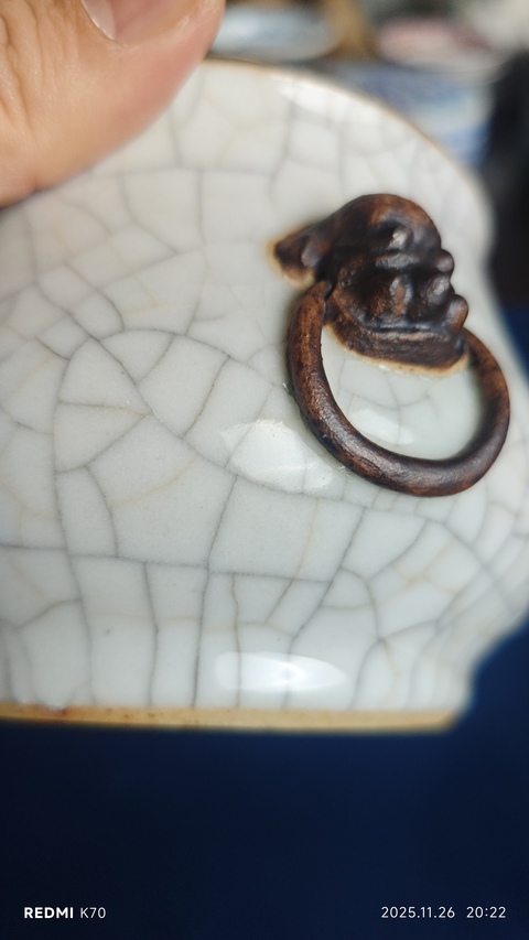 古玩陶瓷哥釉雙耳爐真品鑒賞圖