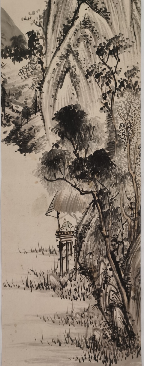 古玩字畫李禎《古木幽亭》真品鑒賞圖