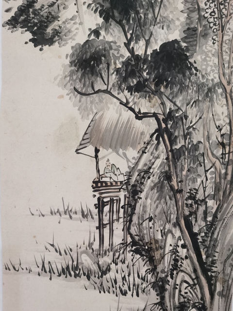 古玩字畫李禎《古木幽亭》真品鑒賞圖