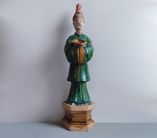 古玩陶瓷超級無敵巨大的明代三彩仕女俑49.5厘米拍賣，當前價格38元