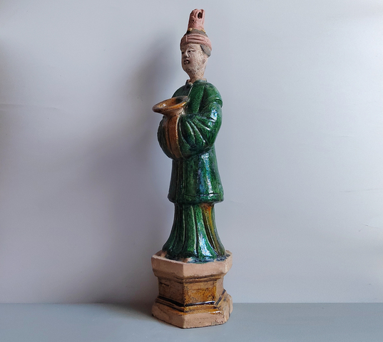 古玩陶瓷超級無敵巨大的明代三彩仕女俑49.5厘米拍賣，當前價格38元