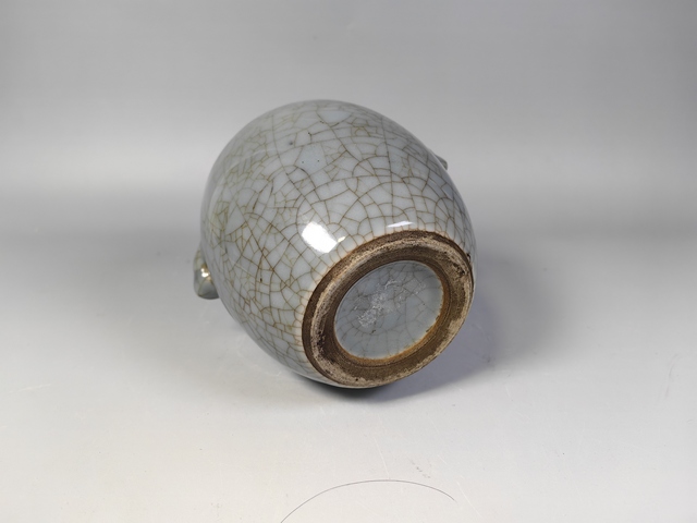 古玩陶瓷清中晚藍哥釉獸耳尊真品鑒賞圖