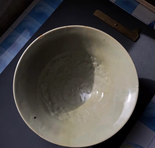 古玩陶瓷北宋耀州窯半碗牡丹大碗真品鑒賞圖